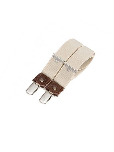 Skinny clip-on suspenders with leather details – Sahara beige