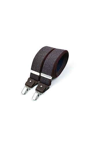 Bretelles larges à pinces et cuir – Chevron Bordeaux