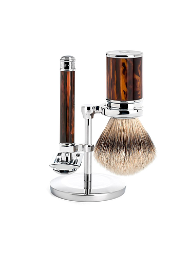 Muehle - Traditional - 3-piece shaving set - Tortoiseshell resin