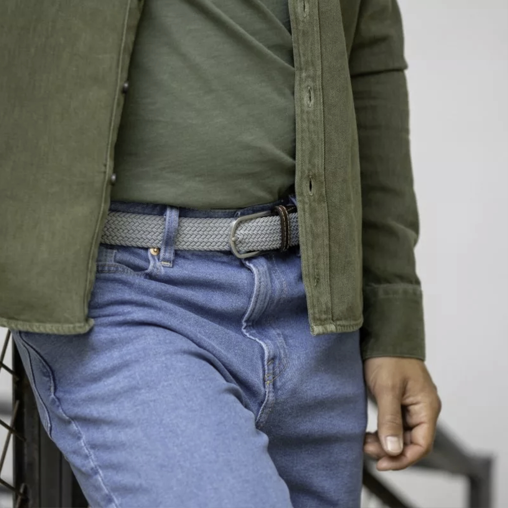 Billybelt - Ceinture tressée élastique - La Gris Perle - Taille 2
