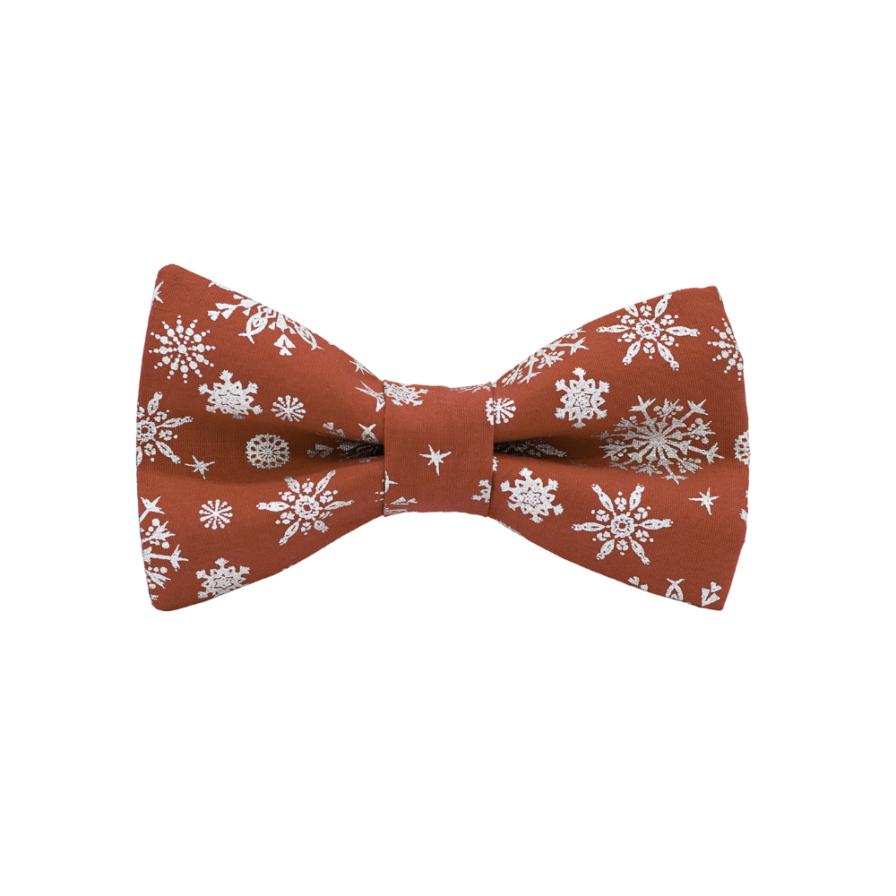 Jaggs - Nœud papillon "Christmas Snow" - flocons de neige argentés sur fond rouge