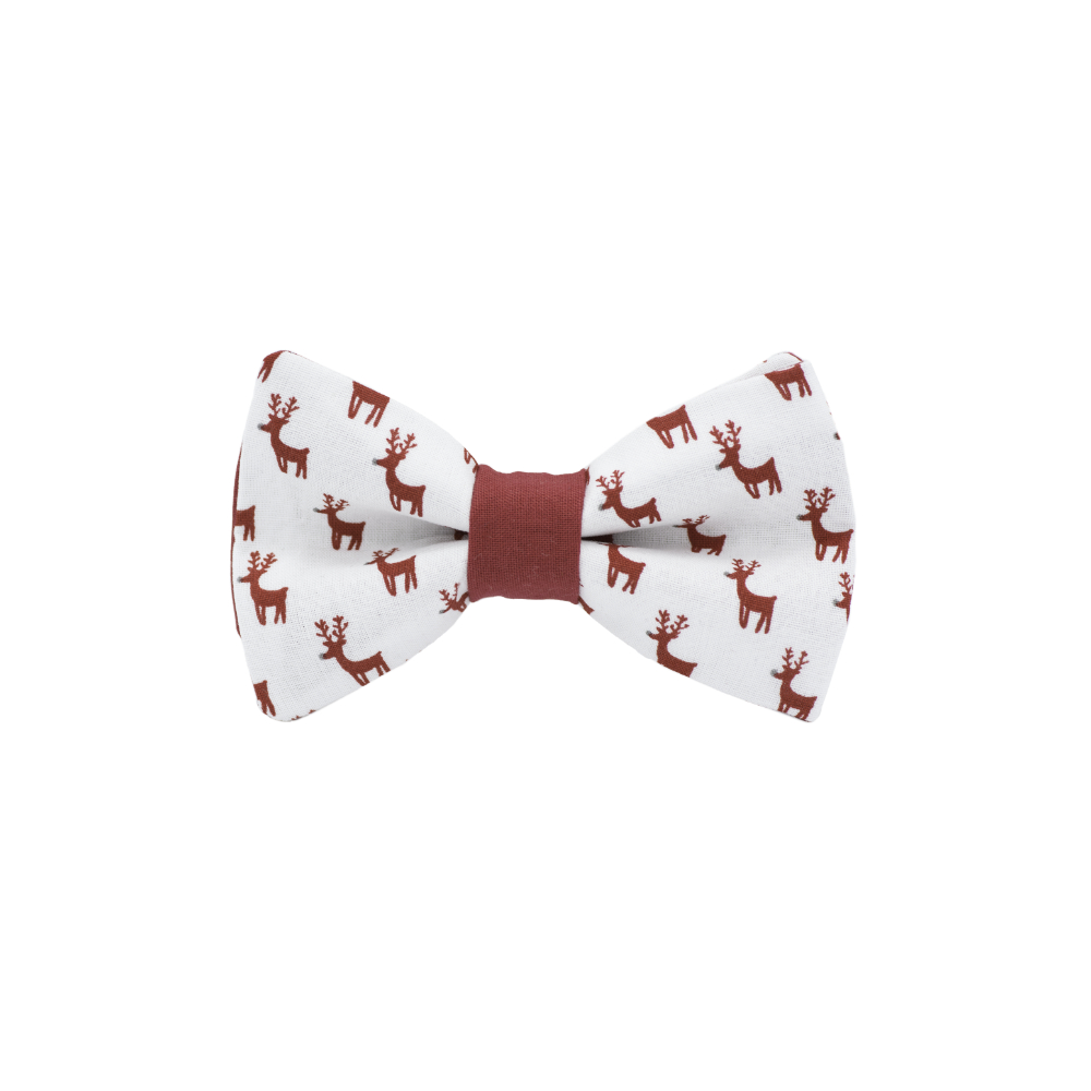 Jaggs - Nœud papillon "Rudolf" - Rennes rouges sur fond blanc