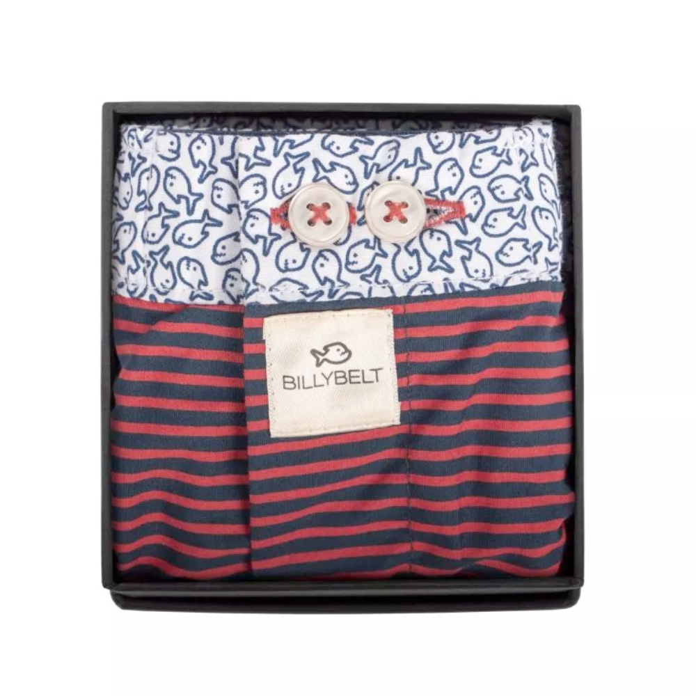 BillyBelt - Caleçon en coton bio - Red Stripes - Taille L