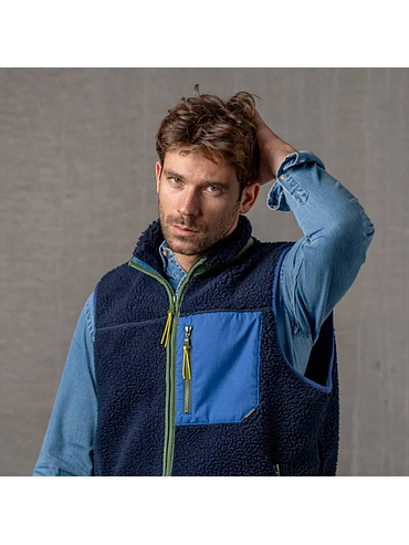 BillyBelt - Veste Sherpa sans manches - Marine - S